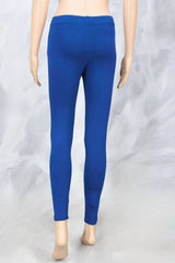 Women’s Bright Royal Blue Ankle Length 4-Way Lycra Leggings with Silicon Wash Finish