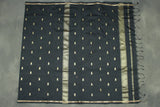 Black Maheswari Silk Cotton Saree with Butta & Zari Border and Blouse Piece