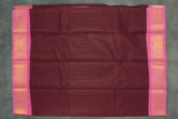 Purple Sungudi Cotton Checked Saree with Pink Peacock Gold Zari Double Border - Unstitched Blouse Included Saree JCS Fashions