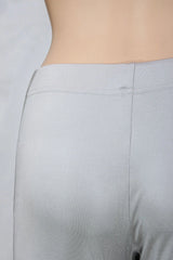 Silver Shimmer Ankle-Length Leggings for Women, Stretchy 80% Polyester 20% Spandex, Smooth Finish