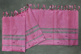 Magenta Pink Vaazhai Naar (Banana Pith) Saree with Small Buttas and Green Pallu