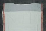 Pure Kerala Cotton White Saree with Copper Zari Peacock & Leaf Embroidery