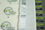 Half White Kerala Cotton Saree with Peacock Embroidery Silver Zari Thread Work