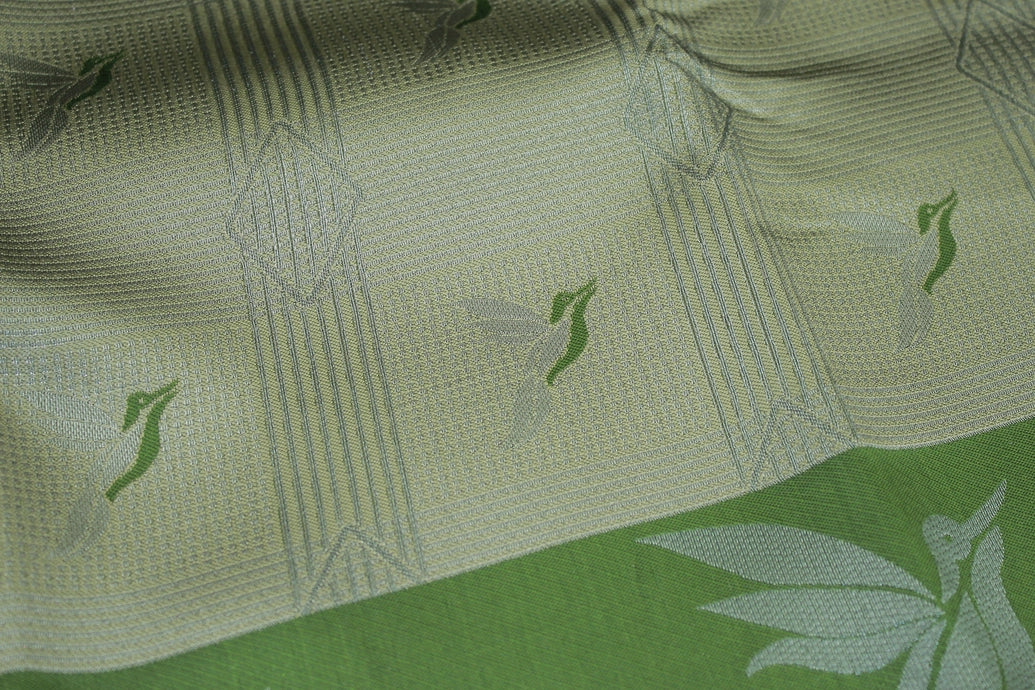 Beige & Green Kubera Silk Pattu Saree with Zari Border and Bird Design Blouse