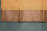 Yellow Emboss Silk Saree with Beautiful Border and Semi Silk Look
