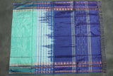 Vaazhai Naar (Banana Pith) Saree with Zari Border and Buttas - Light Green with Purple Pallu