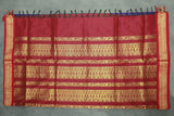 Violet Kalyani Cotton Saree with Zari Checked & Peacock Border and Blouse