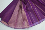 Purple Silk Cotton Saree with Zari Border, Borderless Look and Contrast Blouse Piece
