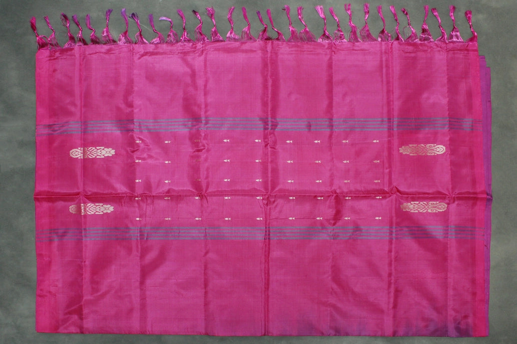 Lavender & Rose Pink Vaazhai Naar (Banana Pith) Borderless Saree with Small Butta Motifs