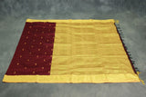 Maroon Kalyani Cotton Saree with Puttah Design and Zari Border, Includes Blouse