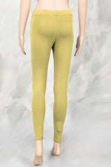 Pastel Yellow Ankle Length Leggings for Women, 4-Way Lycra, Silicon Wash Finish, Stretch Fit