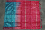 Pinkish Red Vaazhai Naar (Banana Pith) Borderless Saree with Small Buttas
