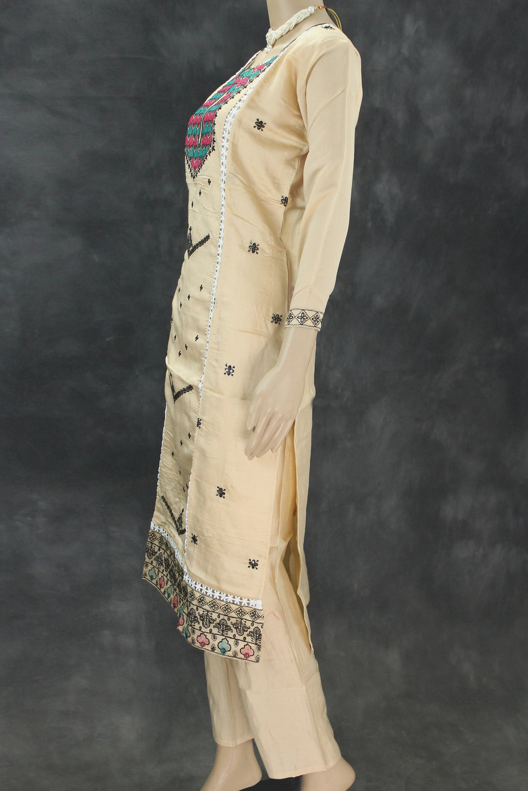 Sandal Embroidered Roman Silk Kurti Set with Organza Dupatta Kurti JCS Fashions