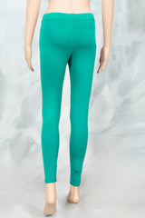 Peacock Green Ankle Length Ankle Leggings in 4-Way Lycra for Women