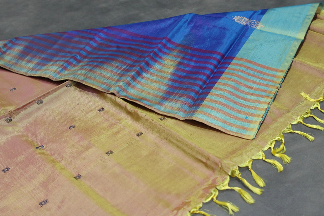 Banana Pith (Vaazhai Naar) Borderless Saree - Light Mehendi Green with Small Butta & Tassels