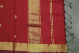 Red Silk Cotton Saree with Zari Border and Matching Blouse, Traditional Nayanthara Style