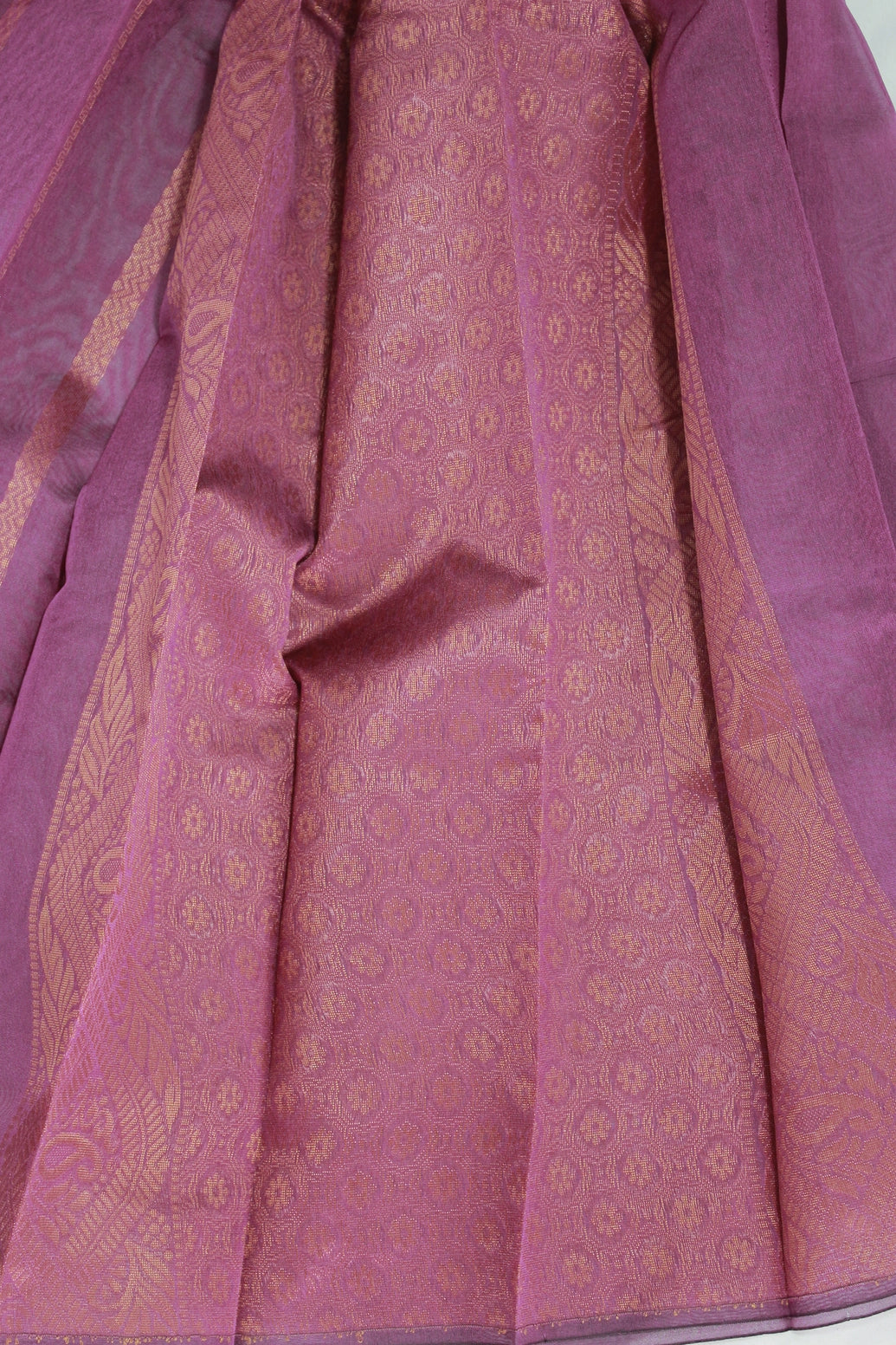 Purple Silk Cotton Saree with Zari Border and Pallu Design, Blouse Included, 5.5 Meters