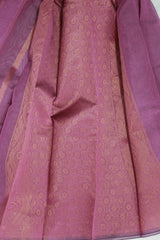 Purple Silk Cotton Saree with Zari Border and Pallu Design, Blouse Included, 5.5 Meters
