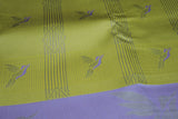 Pastel Yellow Kubera Silk Pattu Saree with Zari Border and Bird Design, Includes Blouse