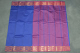 Navy Blue Emboss Silk Saree with Semi Silk Border and Floral Geometric Design