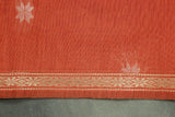 Maheswari Silk Cotton Saree in Brown with Small Butta and Zari Border and Blouse Piece