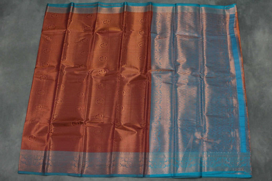 Maroon Bridal Kanjivaram Pattu Saree with Full Body Zari Work and Traditional Border
