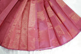 Brown Silk Cotton Saree with Zari Border, Borderless Design and Blouse Piece for Festive Wear