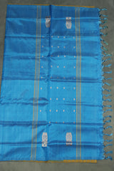 Royal Blue Vaazhai Naar (Banana Pith) Woven Saree with Small Butta Motifs