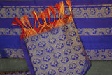 Violet Ponnadai Poly Silk Jacquard Temple Shawl with Zari Pattern and Tassels for Pooja Weddings Functions