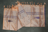 Vaazhai Naar (Banana Pith) Navy Blue & Peach Borderless Saree with Small Butta