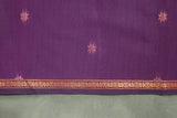 Maheswari Silk Cotton Saree in Purple with Small Butta and Zari Border