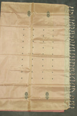 Biscuit Beige Vaazhai Naar (Banana Pith) Borderless Saree with Pink Pallu