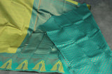 Green Kubera Pattu Saree with Peacock Border and Blouse | Semi Silk