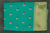 Green Paithani Silk Saree with Floral Pallu Design and Border, Small Butti All-Over, Comes with Blouse