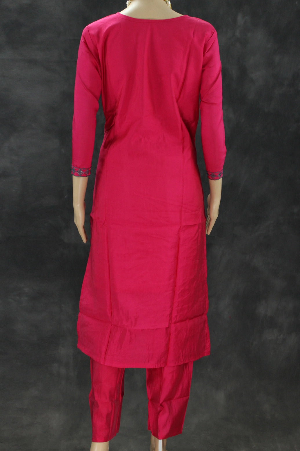 Roman Silk Pink Embroidered 3-Piece Salwar Suit with Organza Dupatta and Elastic Pants Kurti JCS Fashions