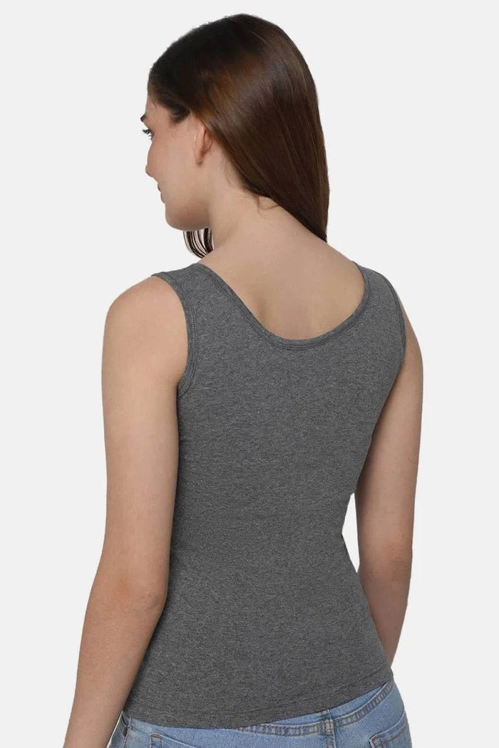 Grey Sleeveless Tank Top - Round Neck High Back Innerwear, Slim Fit TankTop JCS Fashions
