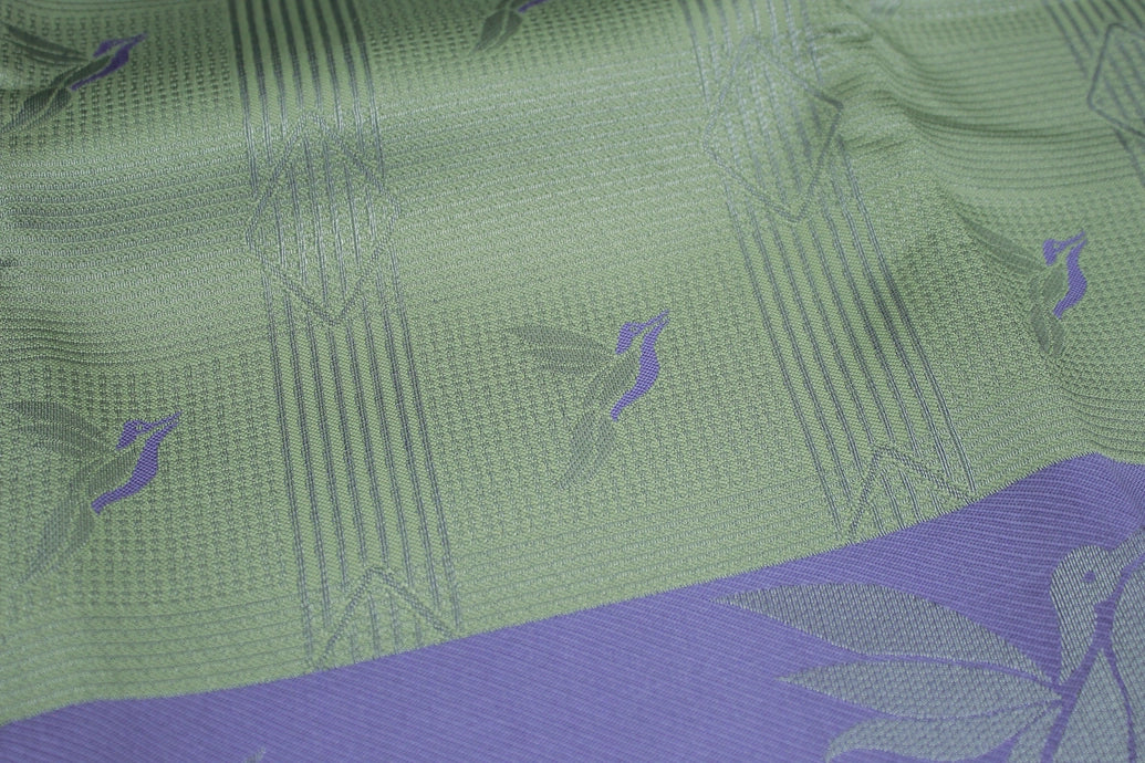 Pastel Green Kubera Pattu Saree with Zari Border and Peacock Style Design, Blouse Included