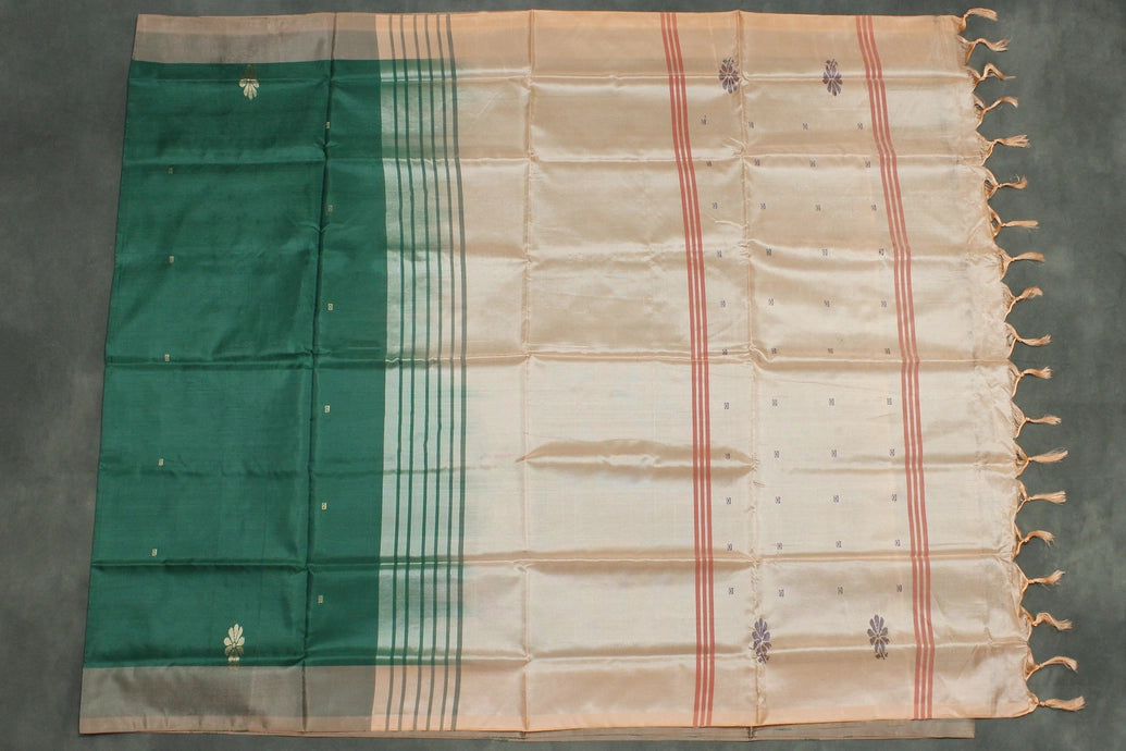 Peach Vaazhai Naar (Banana Pith) Saree with Small Butta - Borderless Traditional Saree