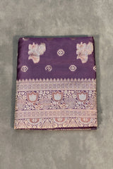 Purple Marathi Tadka Soft Silk Saree with Rich Pallu and Pure Zari Floral Weave