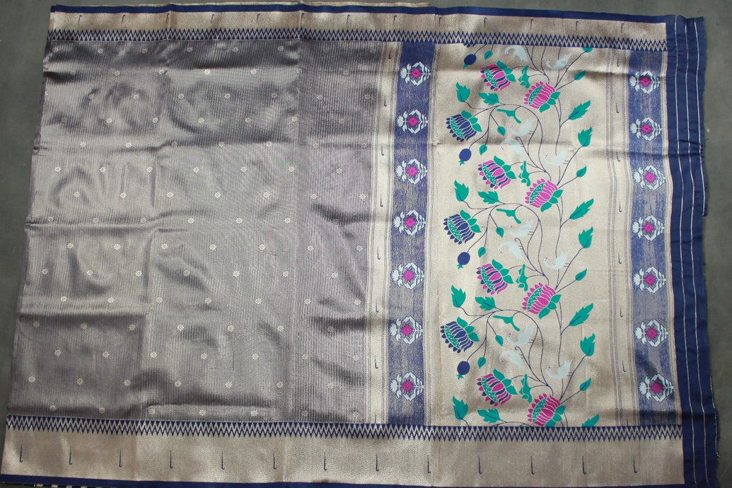 Paithani Tissue Fabric Saree, Full body weaving zari work, saree comes with blouse
