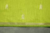 Maheswari Cotton Saree with Small Butta & Zari Border, Green Silk Cotton Saree with Blouse Piece
