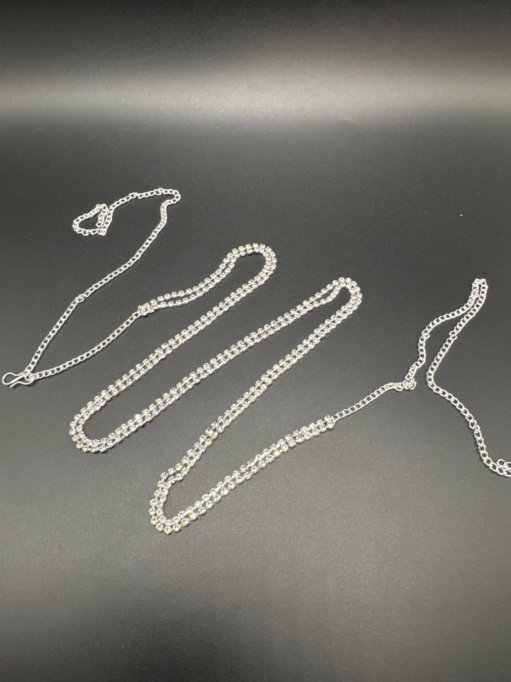 Silver-Tone Two-Layer Crystal Hip Chain with Adjustable S-Hook Closure Jewelry JCS Fashions