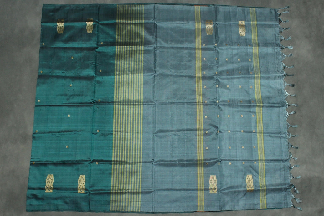 Grey Vaazhai Naar (Banana Pith) Borderless Saree with Small Butta