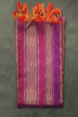 Purple Ponnadai Poly Silk Jacquard Shawl with Zari Pattern & Tassels for Temple and Wedding Functions (2m)