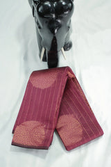 Maroon Silk Cotton Saree with Zari Border, Borderless Finish and Matching Blouse