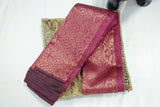 Maroon Silk Cotton Saree with Zari Border, Borderless Design, Comes with Blouse