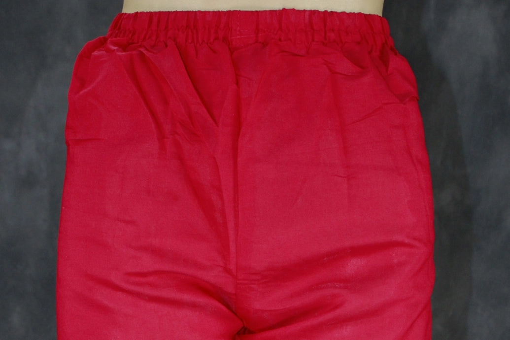 Dark Pink Roman Silk 3-Piece Kurti Set with Organza Floral Dupatta and Embroidered Neck