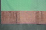 Mint Blue Emboss Silk Saree with Copper Border and Semi Silk Texture for Traditional Wear