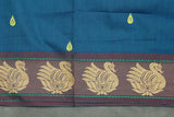 Rama Blue & Yellow Poly Cotton Butta Saree with Thread Border Saree JCS Fashions
