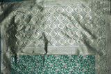 Green Banarasi Handloom Satin Saree with Floral Woven Embroidery Print, Includes Blouse